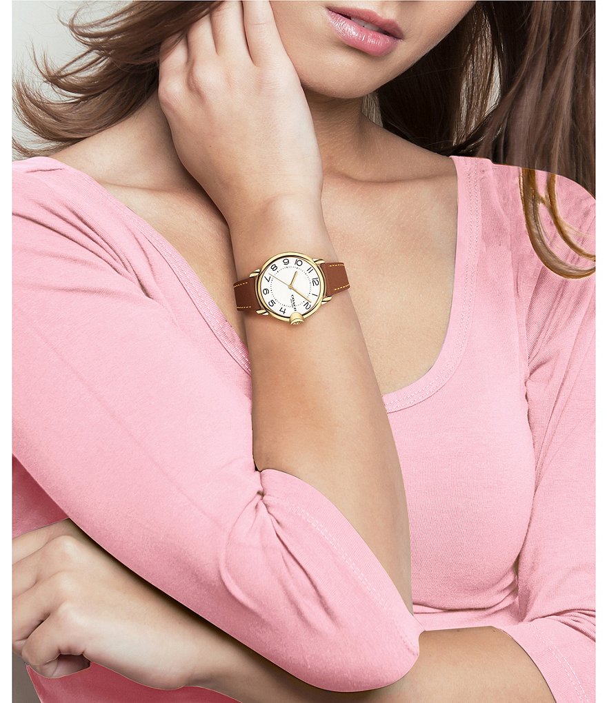 COACH Arden Saddle Leather Strap Watch