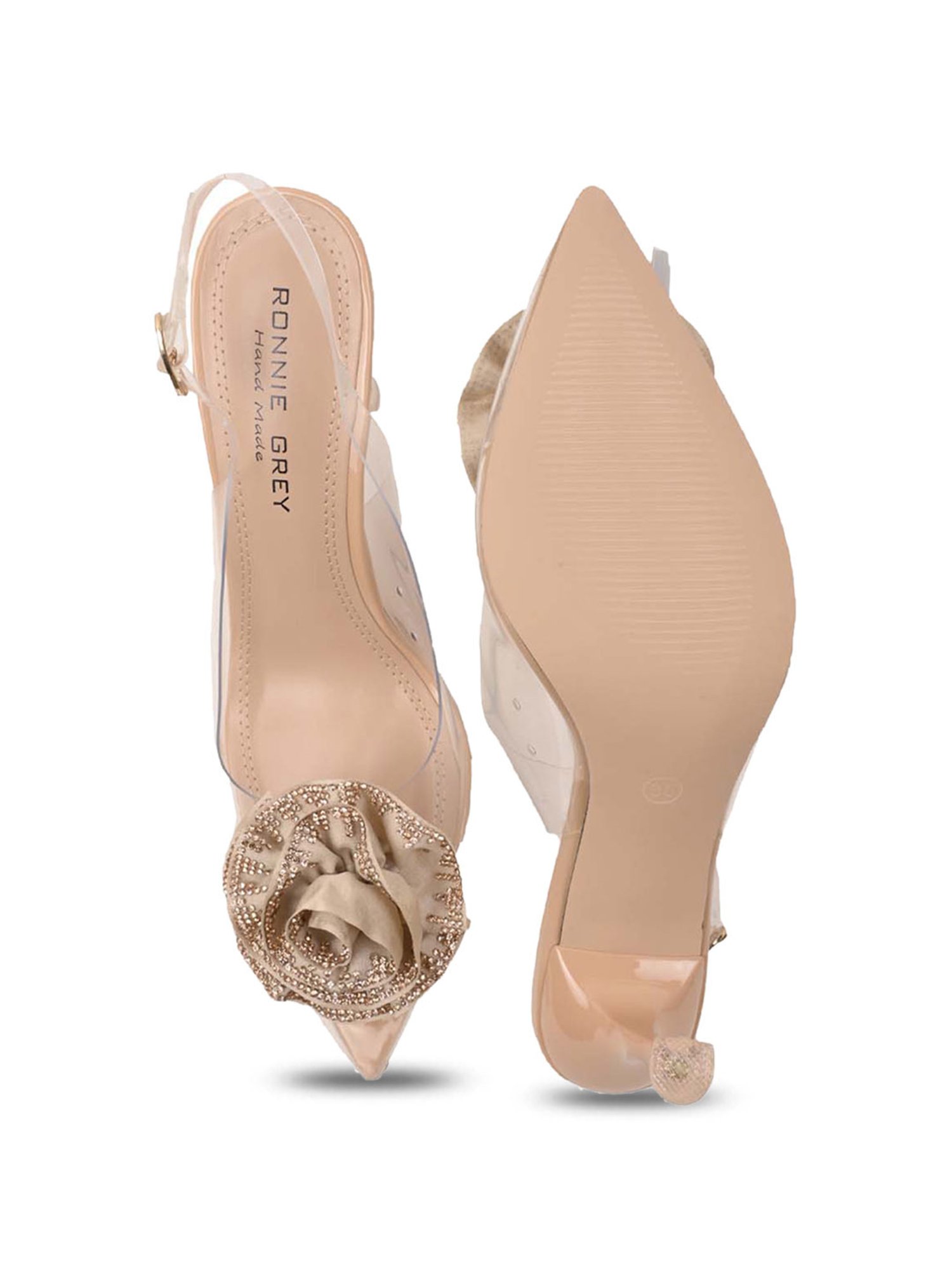 Ronnie Grey Women's Champagne Back Strap Stilettos