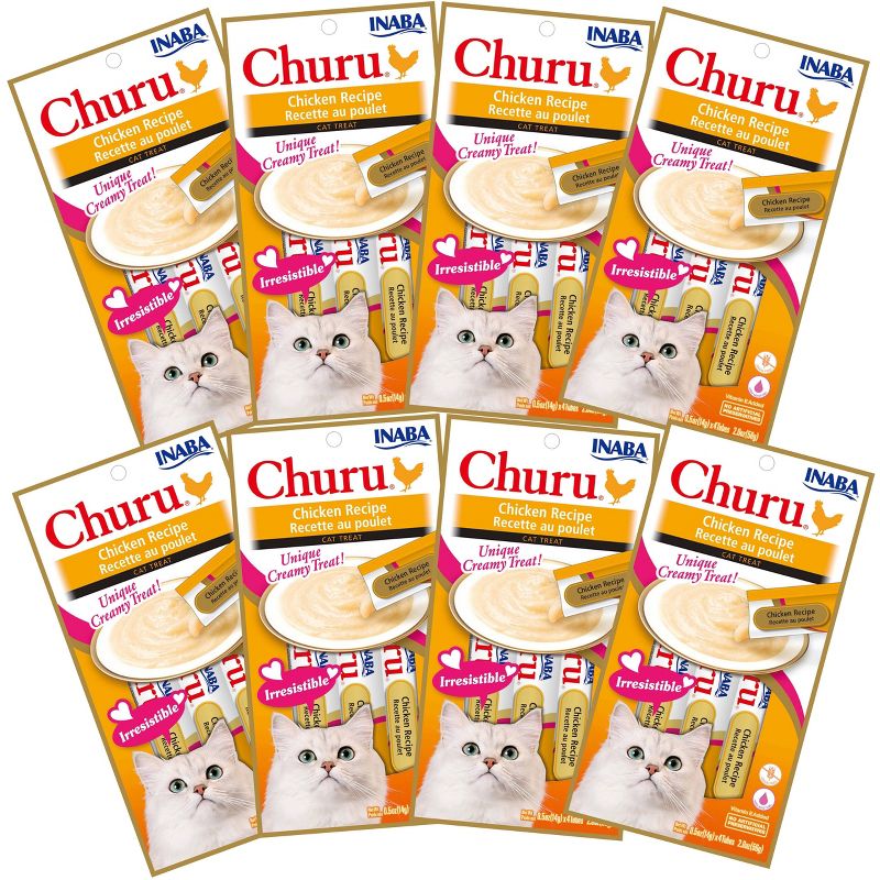 Inaba Churu Grain Free Grilled Food Topper Chicken Recipe Cat Treat - 0.5oz/32ct Pack