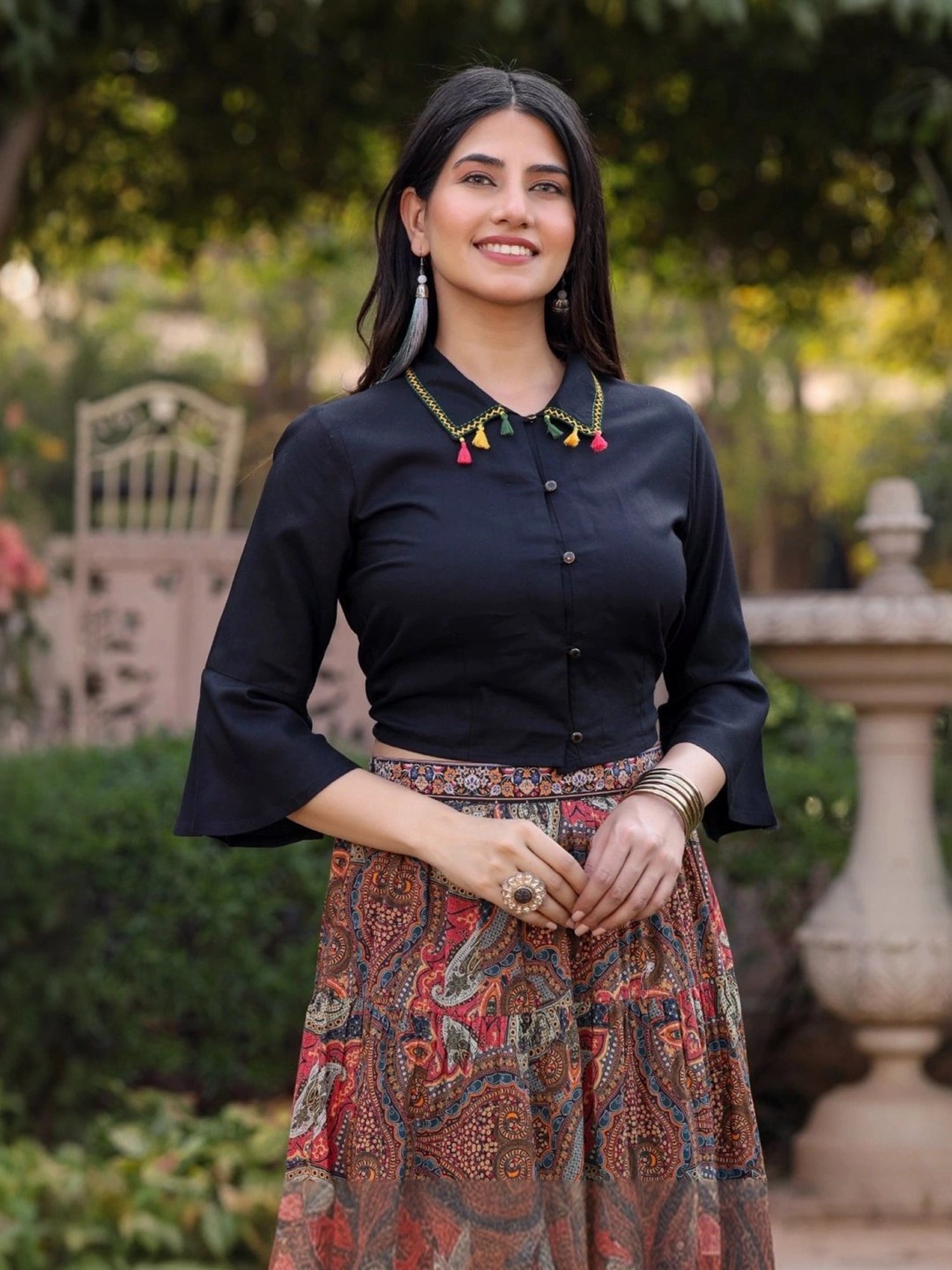 Juniper Multicolored Flare Fit Shirt Skirt Set