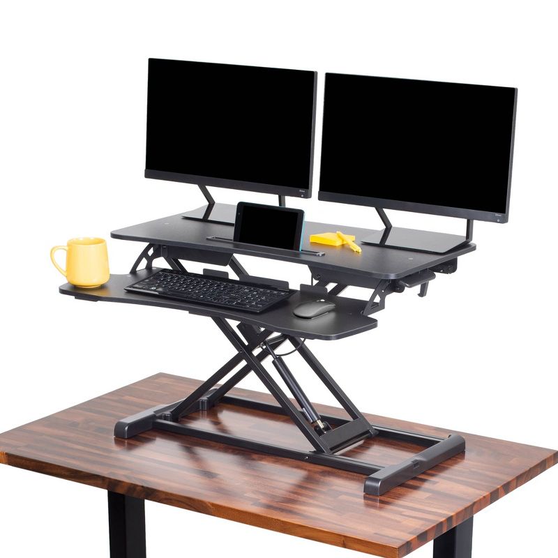 FlexPro Hero Standing Desk Converter - 32" Sit to Stand Desk with Keyboard Tray - Stand Steady