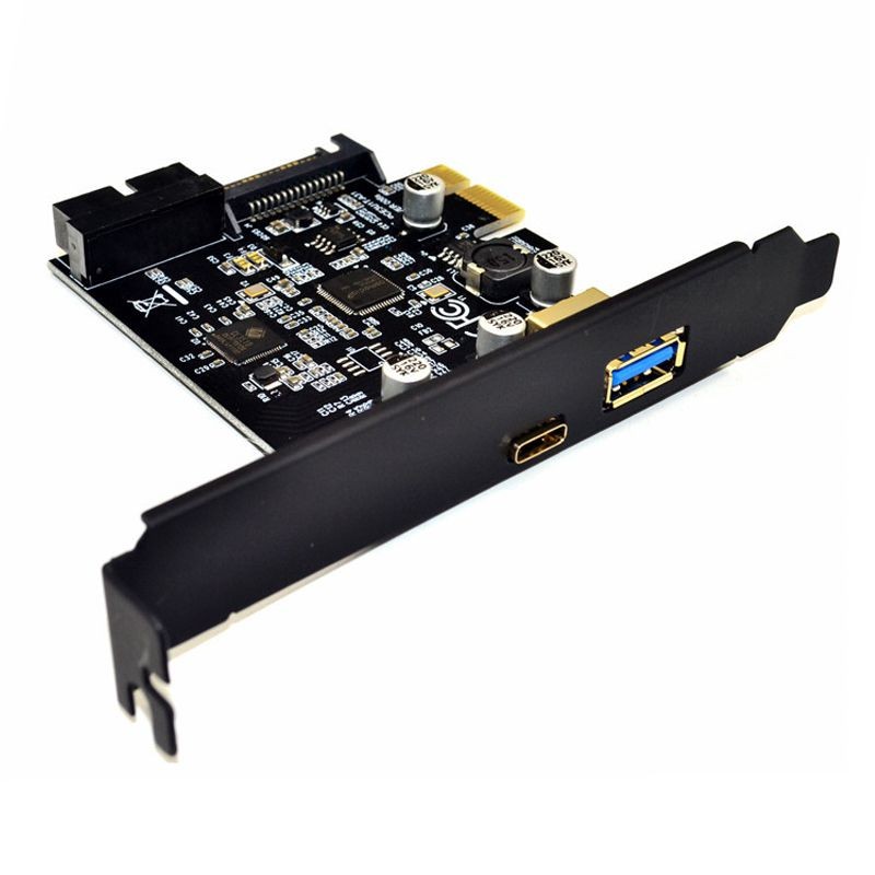 EnLabs PCIEU3ACS20 PCI-e to 4 Ports USB 3.1 GEN 1 (5Gbps)(USB Type-C +USB Type A  w/ Internal 19Pin USB 3.0 Dual Port)  PCI Express Card, Power by 15pin SATA w/ Full-Profile & Low-Profile Bracket