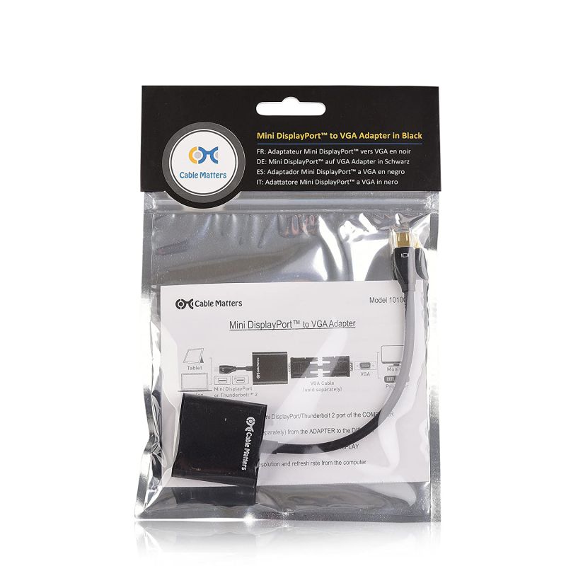Cable Matters Mini DisplayPort to VGA Adapter (Mini DP to VGA) in Black - Thunderbolt and Thunderbolt 2 Port Compatible