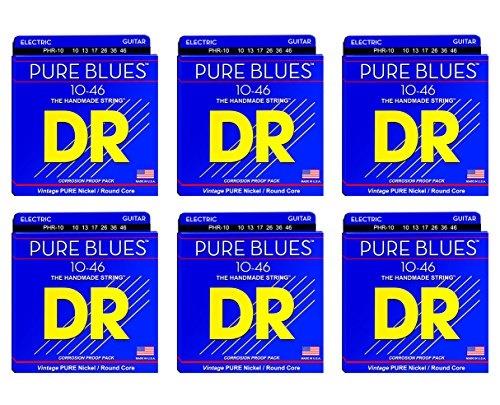 dr strings phr10 medium pure blues pure nickle electric guitar strings 6pack