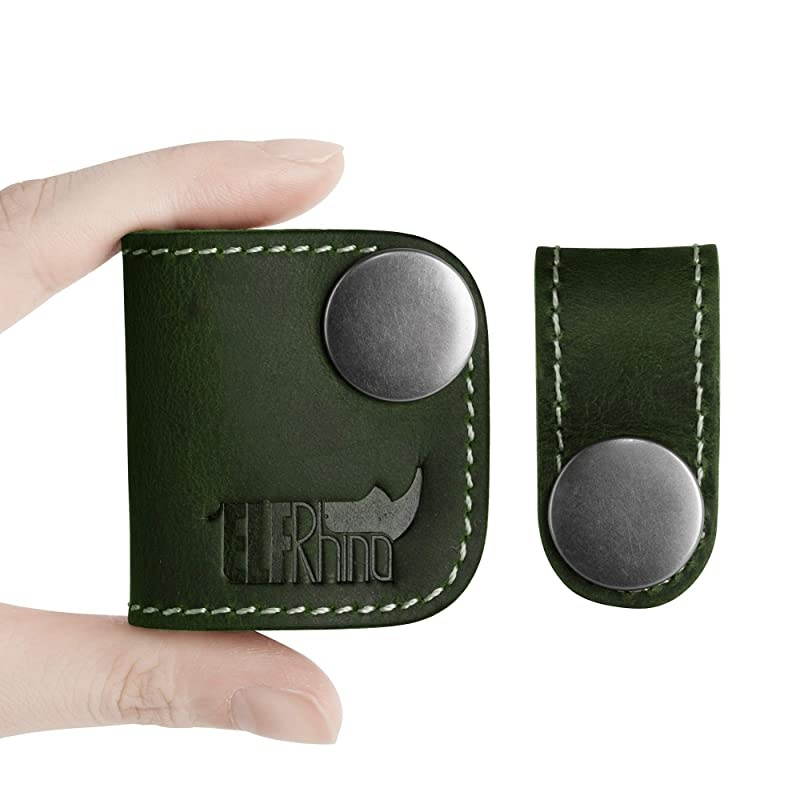 Genuine Leather Headphone Earphone Organizer Cord Organizer Wrap Winder Cord Manager Cable WinderSet of 2 Green