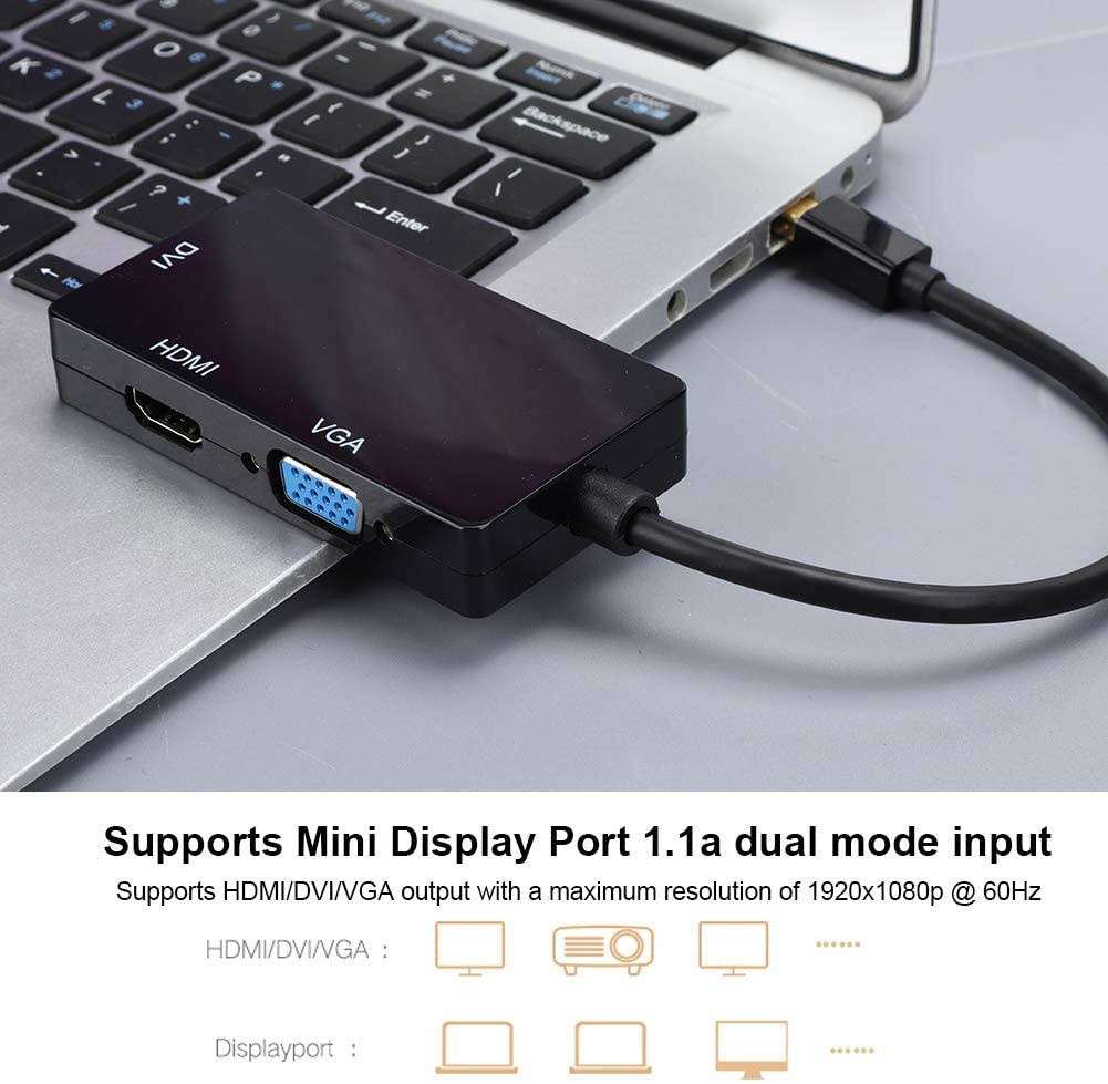 Jimdary Black Docking Station VGA+HDMI+DVI Adapter, for PC Laptop(Black)