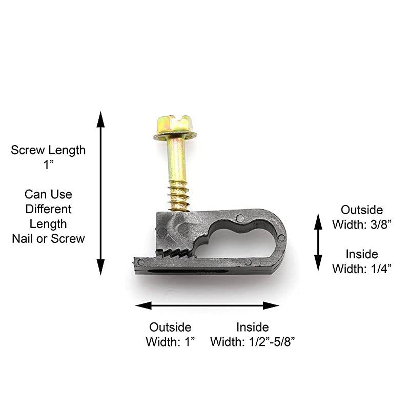 Dual Twin or Siamese Coaxial Cable Clips Cat6 Electrical Wire Cable Clip 12 in Screw Clip and Fastener Black 100 Pieces per Bag