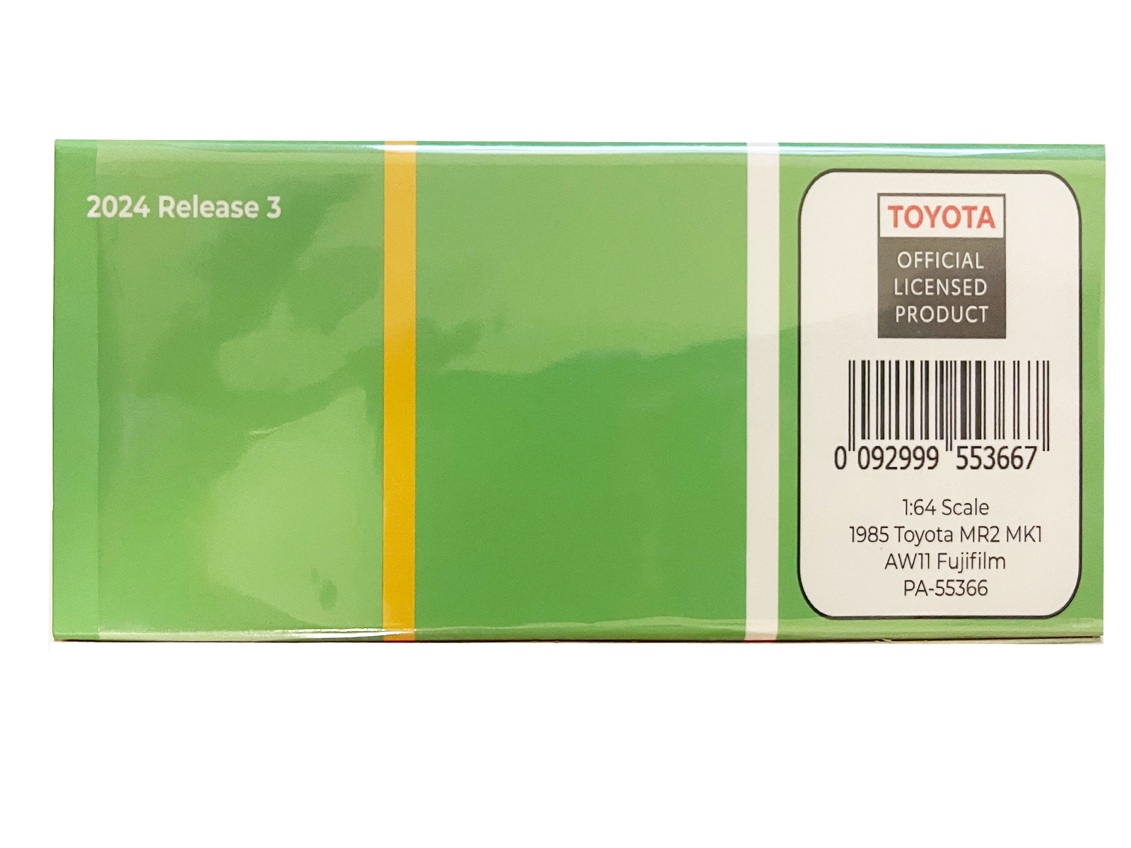 1985 Toyota MR2 MK1 AW11 #09 "Fujifilm" Green and White 1/64 Diecast Model Car by Paragon Models