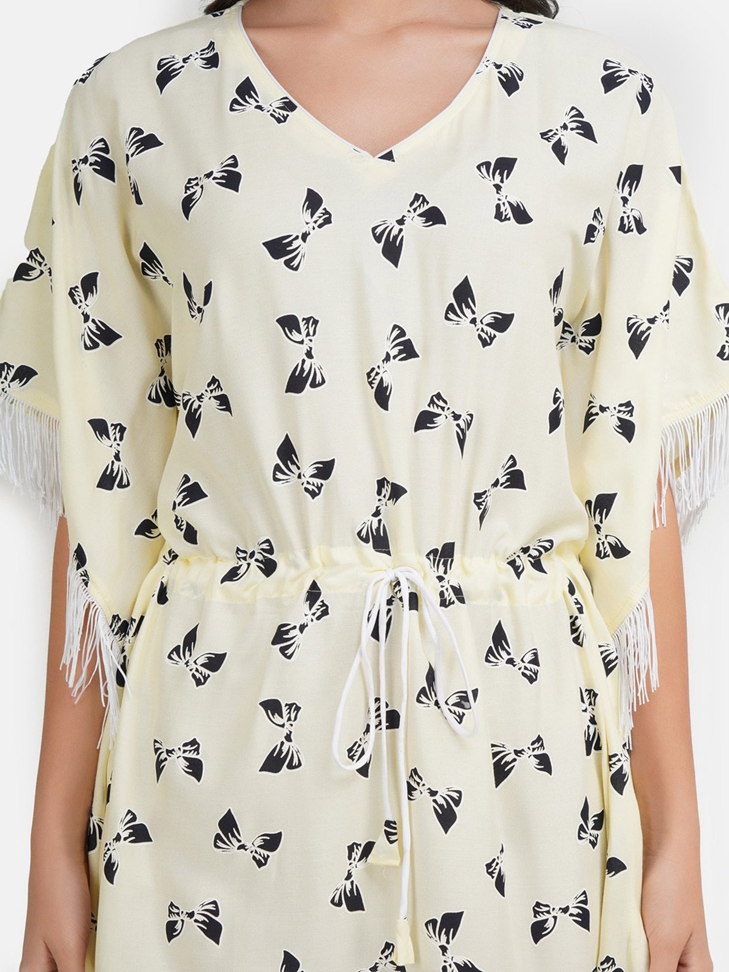 KOI SLEEPWEAR Light Yellow Printed Kaftan Nighty