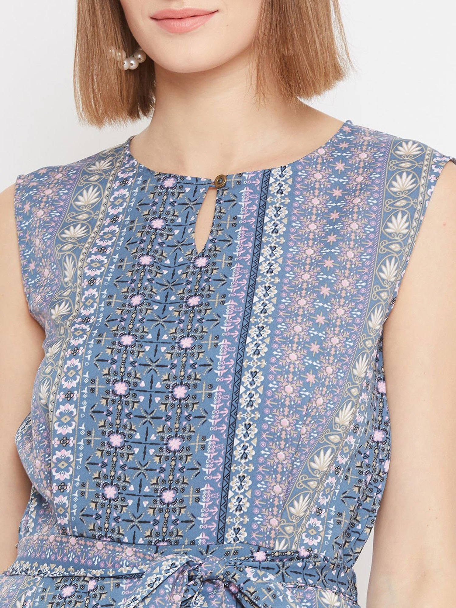 Uptownie Lite Women's Crepe Printed Keyhole Maxi Jumpsuit