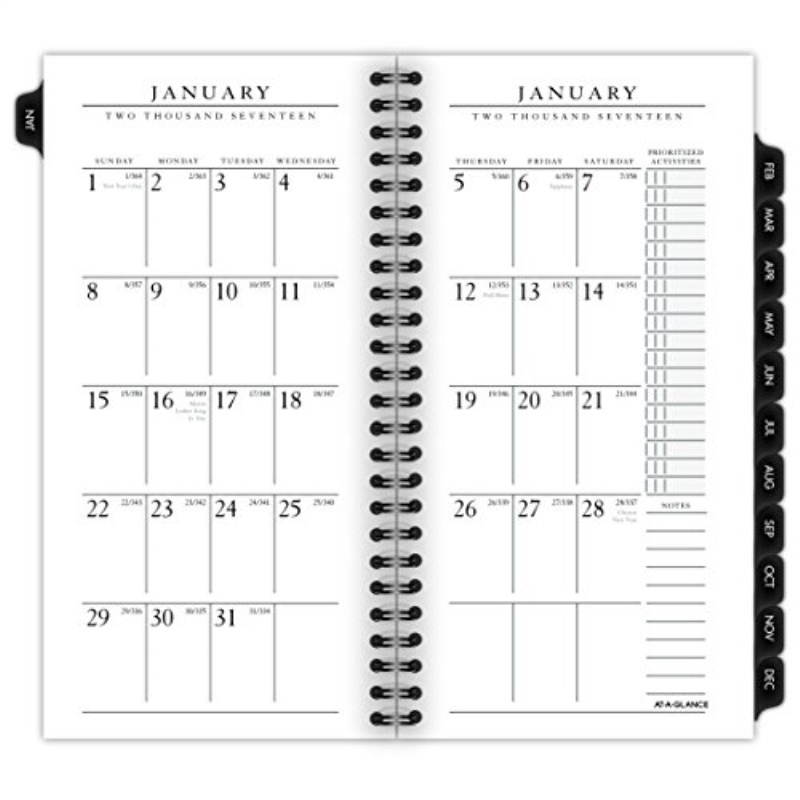 Executive Pocket Size Weekly/monthly Planner Refill, 3 1/4 X 6 1/4, White, 2017