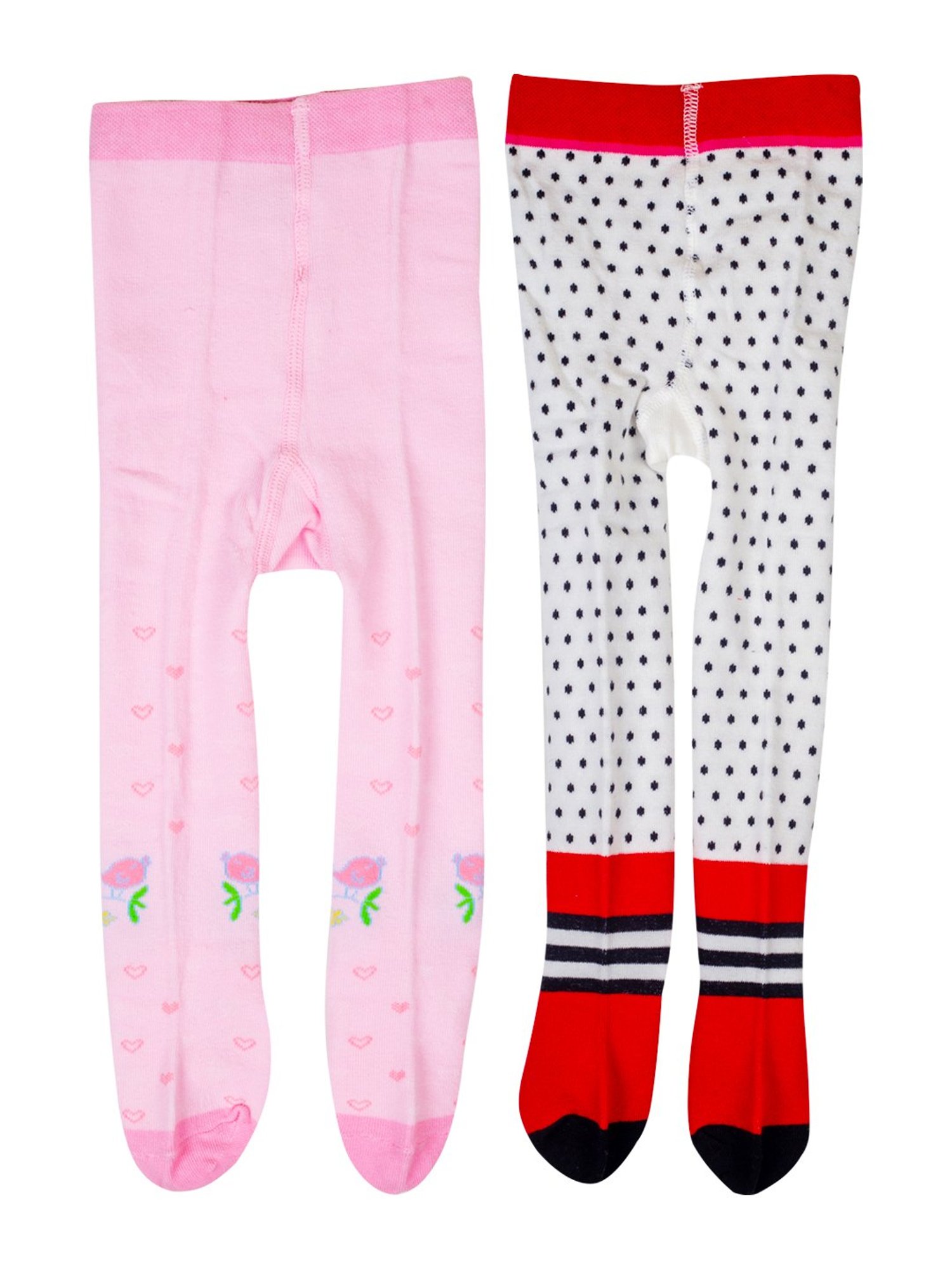 Mee Mee Kids Pink & White Printed Stockings (Pack Of 2)