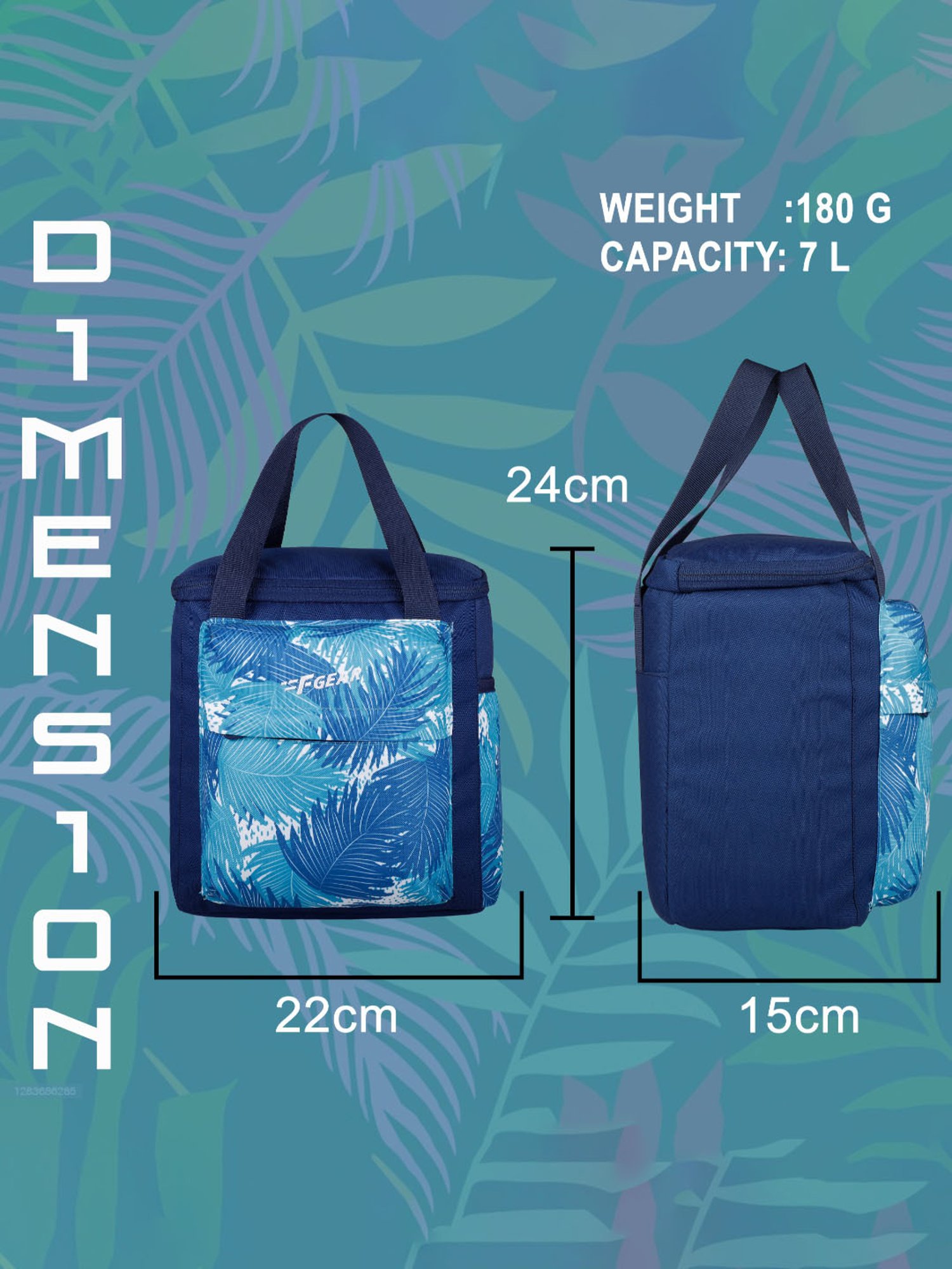 F Gear Hoover Aqua Blue Printed Medium Lunch Bag