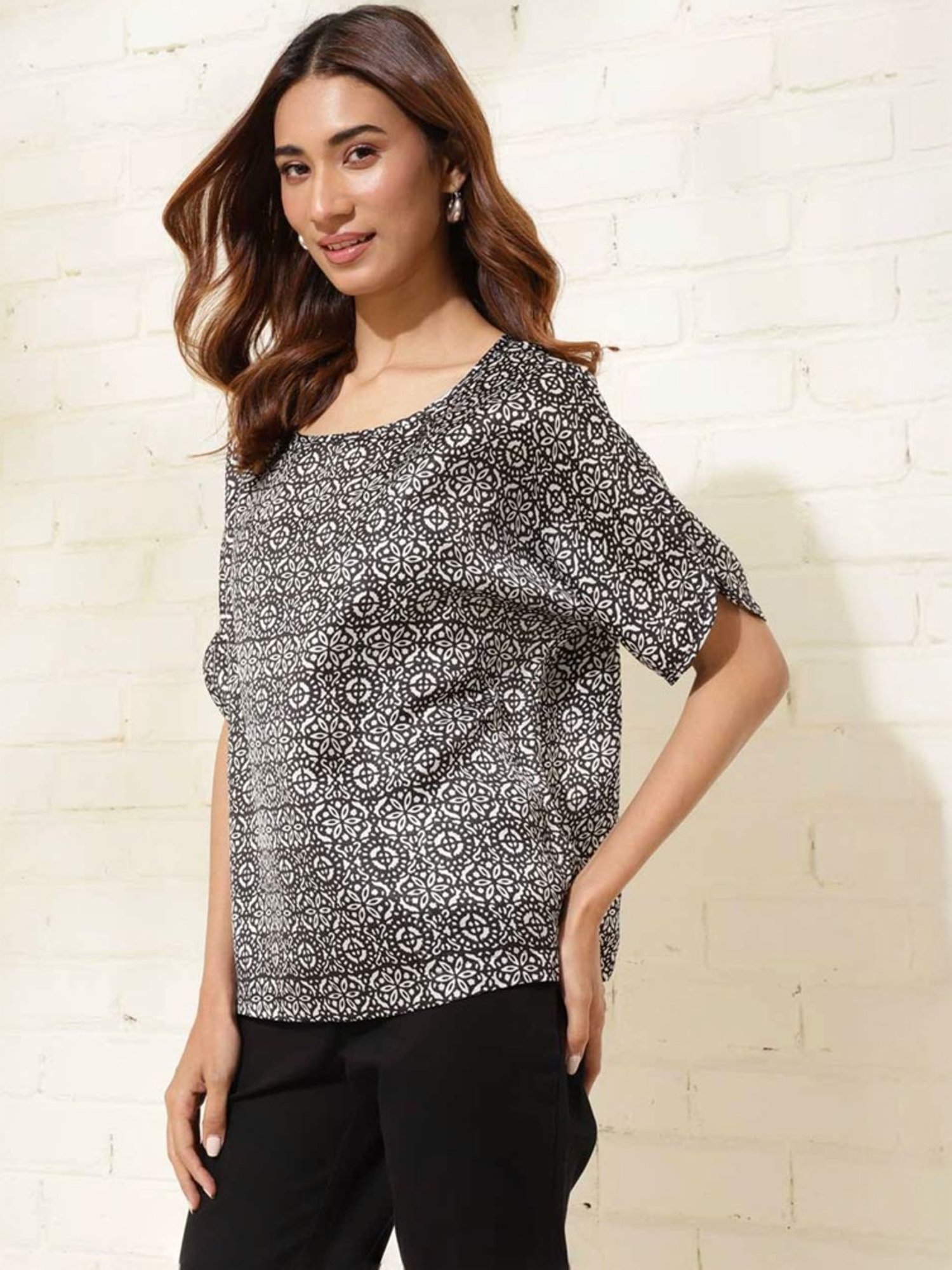 Fabindia Black Printed Top