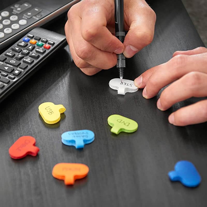 Labels by WrapIt Storage Oval MultiColor 36 Pack Write On Cord Labels Wire Labels Tags and Wire Tags for Management and Identification for Electronics Computers and More