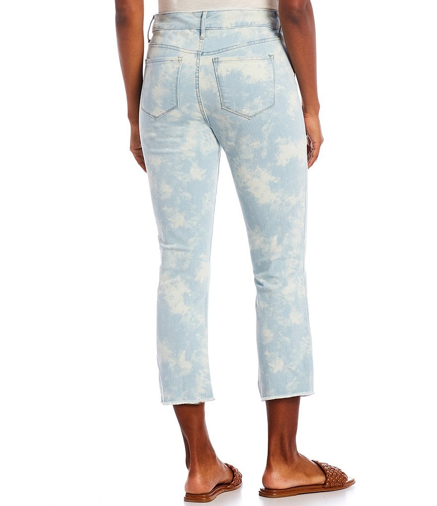 Code Bleu Petite Size Chelsea Tie-Dye Straight Leg Fray Hem Capri Jeans