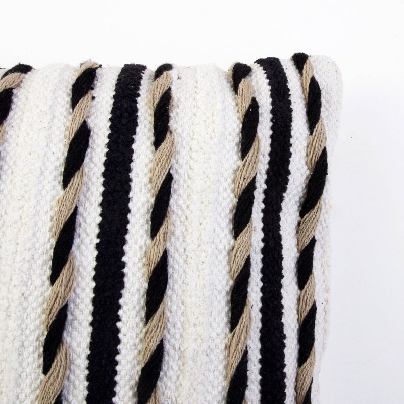 20"x20" Oversize Hugh Woven Throw Pillow White/Black - Décor Therapy