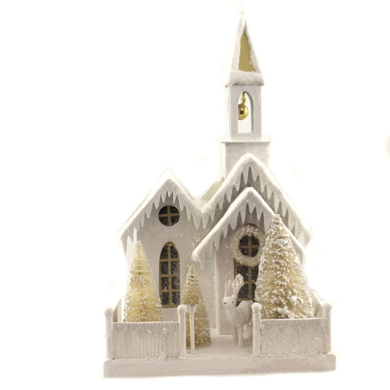 Christmas 16.0" Peaceful Church Lowe Putz House Glitter  -  Decorative Figurines