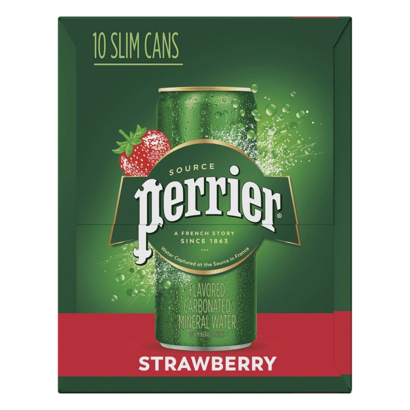 Perrier Strawberry Flavored Carbonated Mineral Water - 10pk/8.45 fl oz Cans