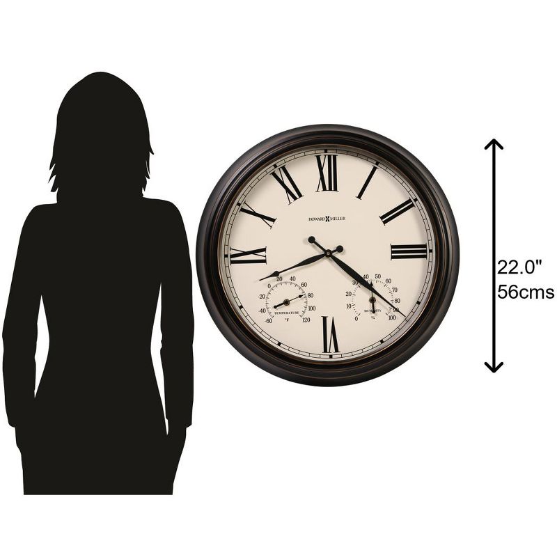 18"  Metal Outdoor / Indoor Atomic Clock with Thermometer - Weathered Black Finish - Acurite