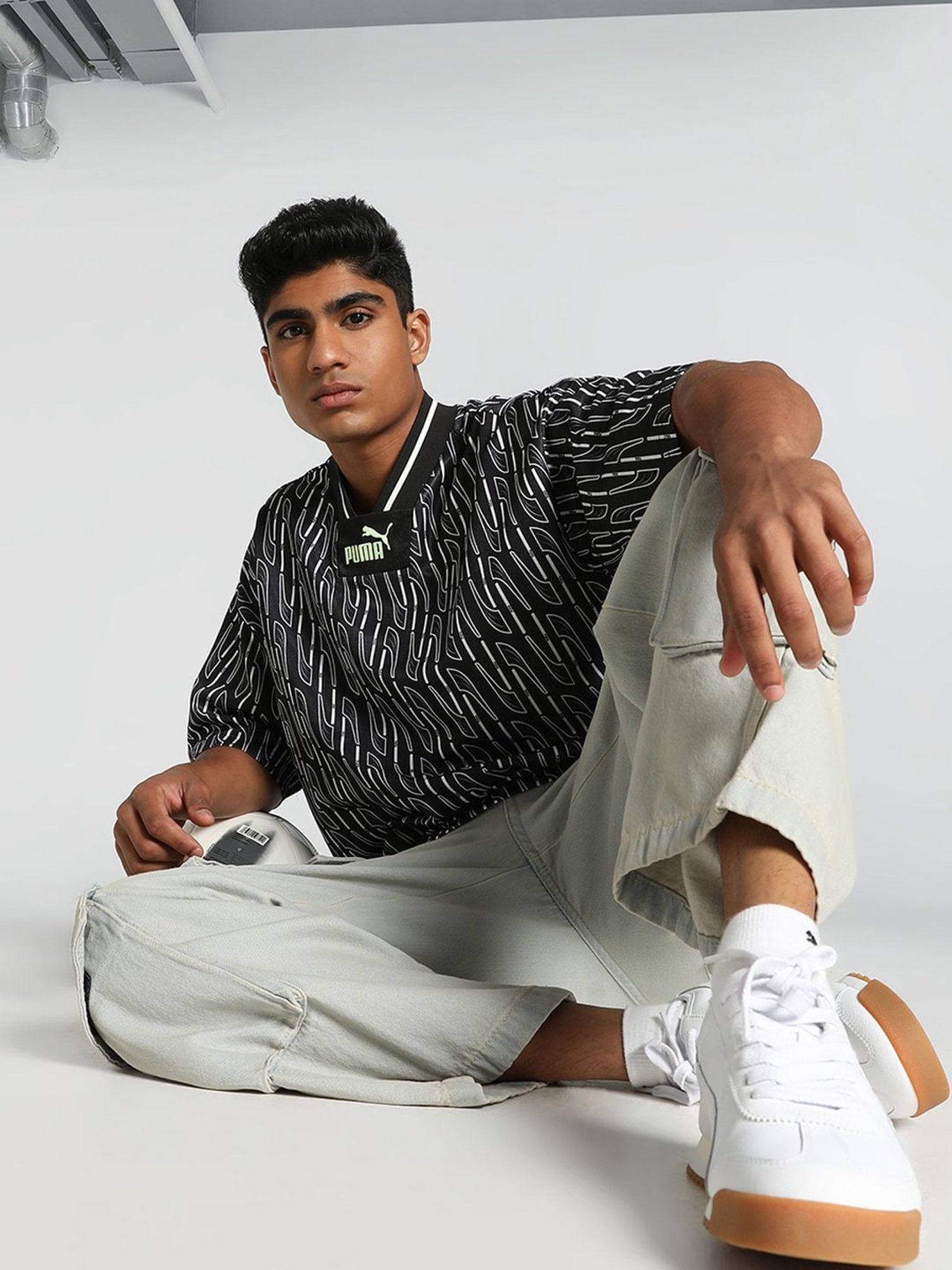 Puma Black Loose Fit Printed Jersey