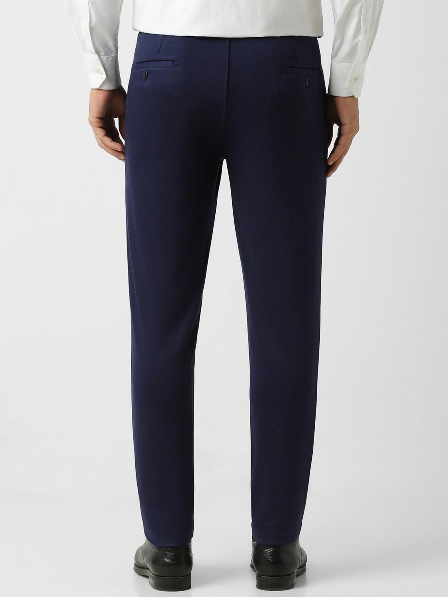 V Dot Navy Slim Fit Trousers