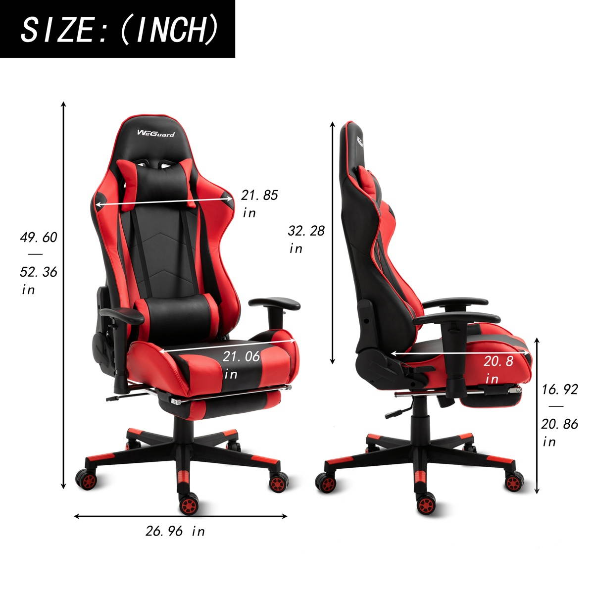 RESPAWN Sidewinder Gaming Chair, PU Leather, in Rage Red (RSP-125-RED)