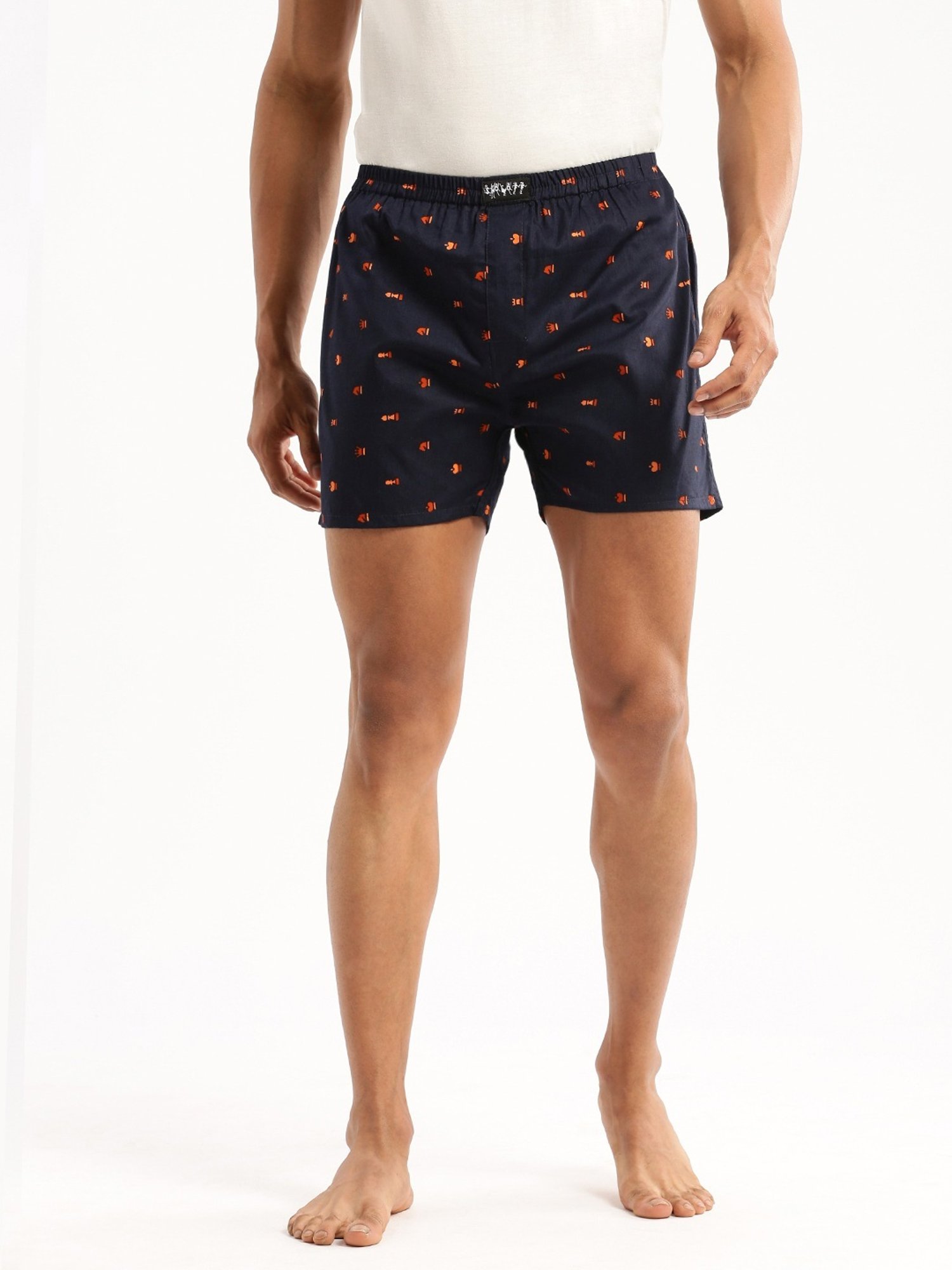 SHOWOFF Navy Blue Slim Fit Printed Boxers