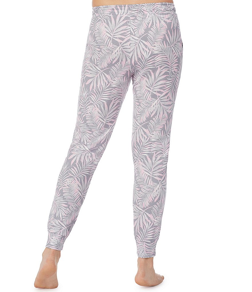 iRelax Palm Tree Print French Terry Jogger Drawstring Coordinating Sleep Pants