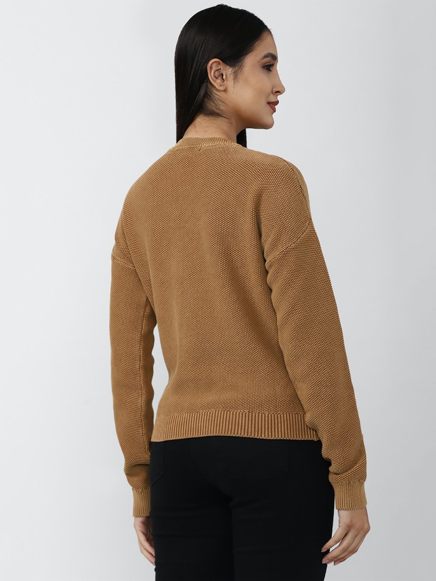 Forever 21 Brown Round Neck Sweater