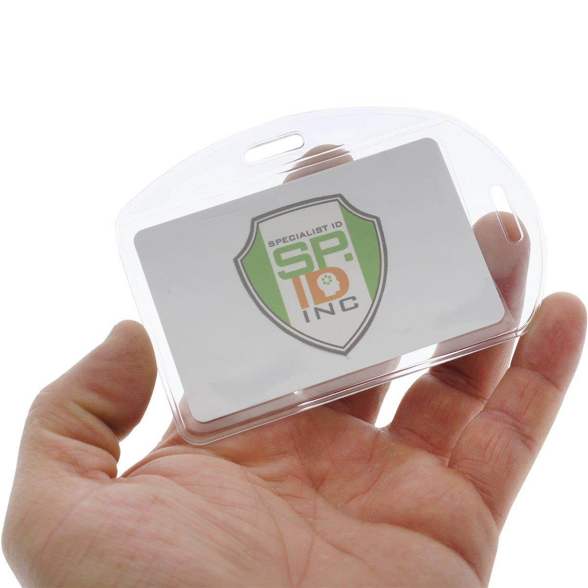 5 Pack - Clear Plastic ID Badge Holders - Vertical OR Horizontal with Clothing Friendly Metal & PVC Strap Clips - for 2.25 X 3.5 Inch Name Tags & Work Access Cards, by Specialist ID