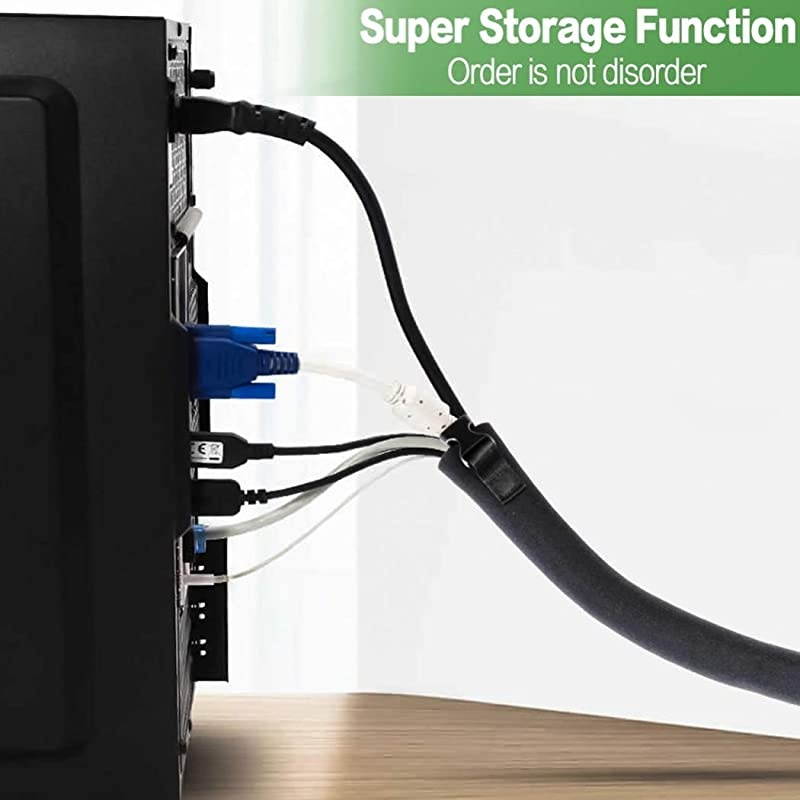 Cable Management Sleeve Cable Organizer with Connecting Buckle Cord OrganizerPC Cable Management for TVComputerHome Entertainment Black 197 x 43 inch