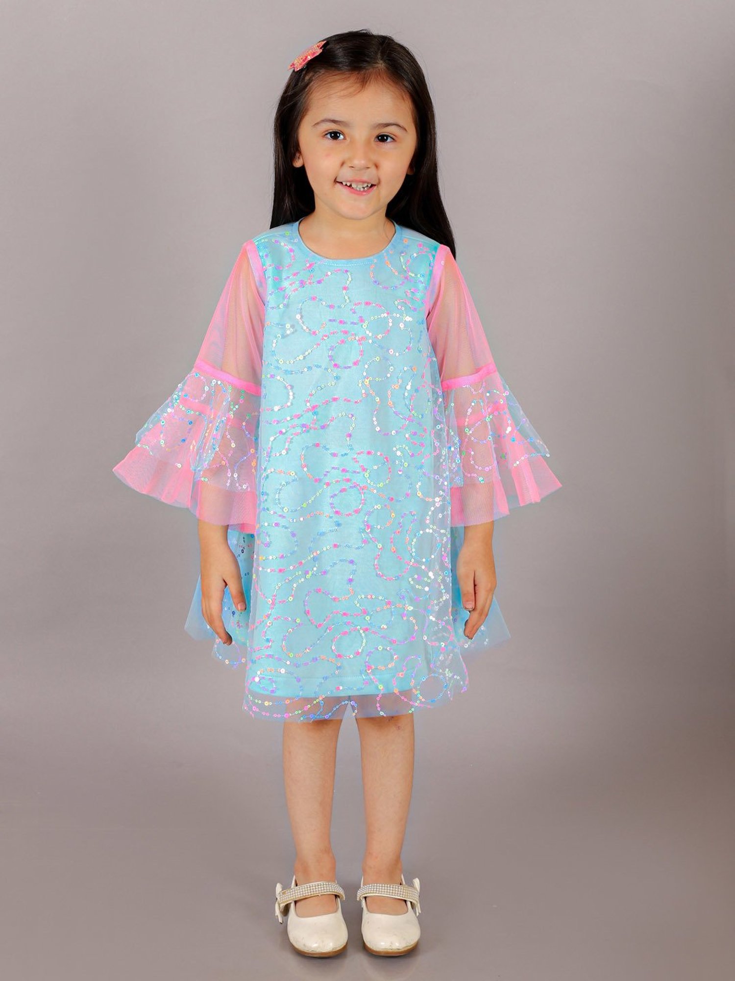 Lil Drama Kids Sky Blue Embellished Dress