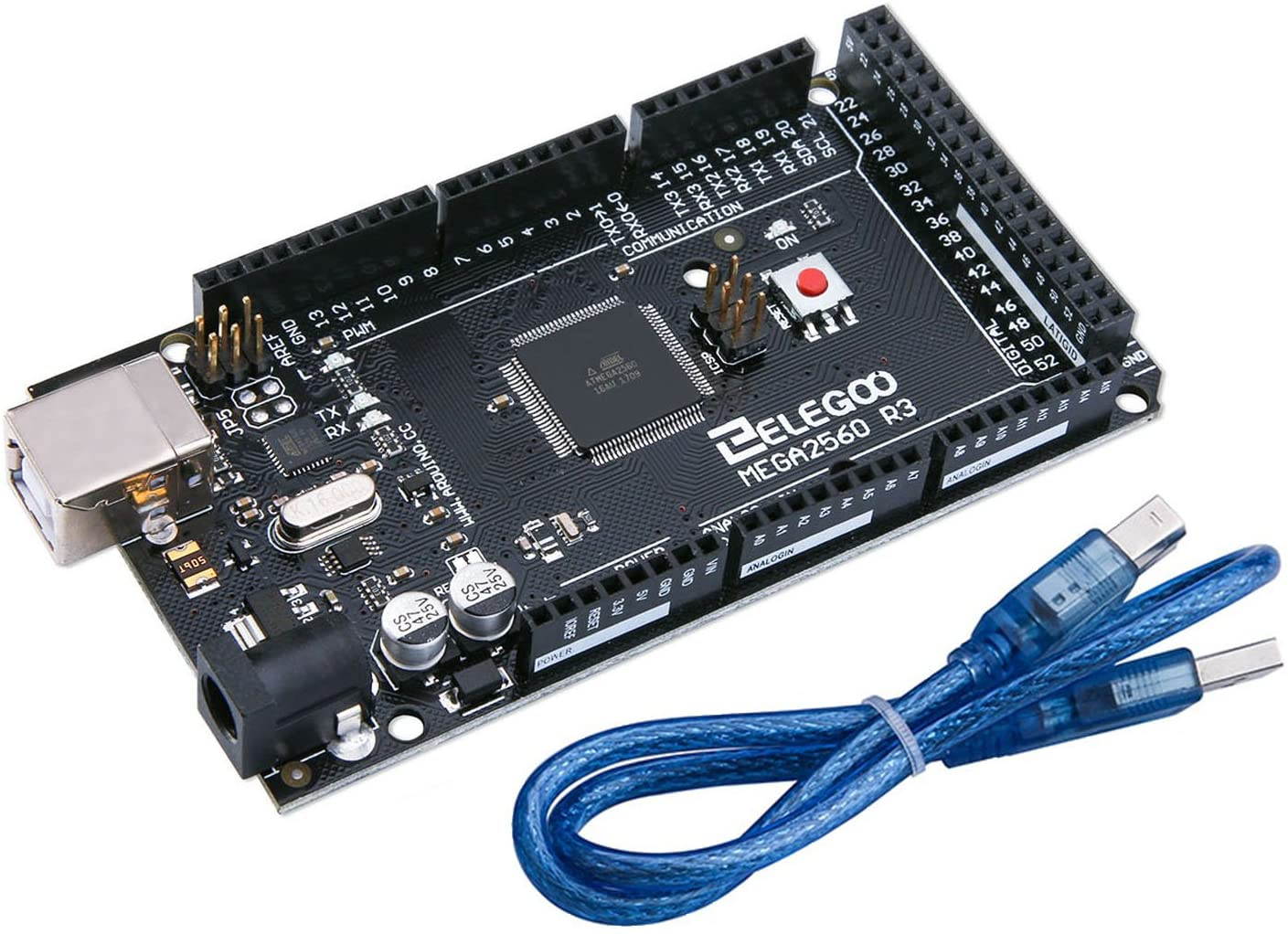 ELEGOO MEGA 2560 R3 Board ATmega2560 ATMEGA16U2 + USB Cable Compatible with Arduino IDE, RoHS Compliant