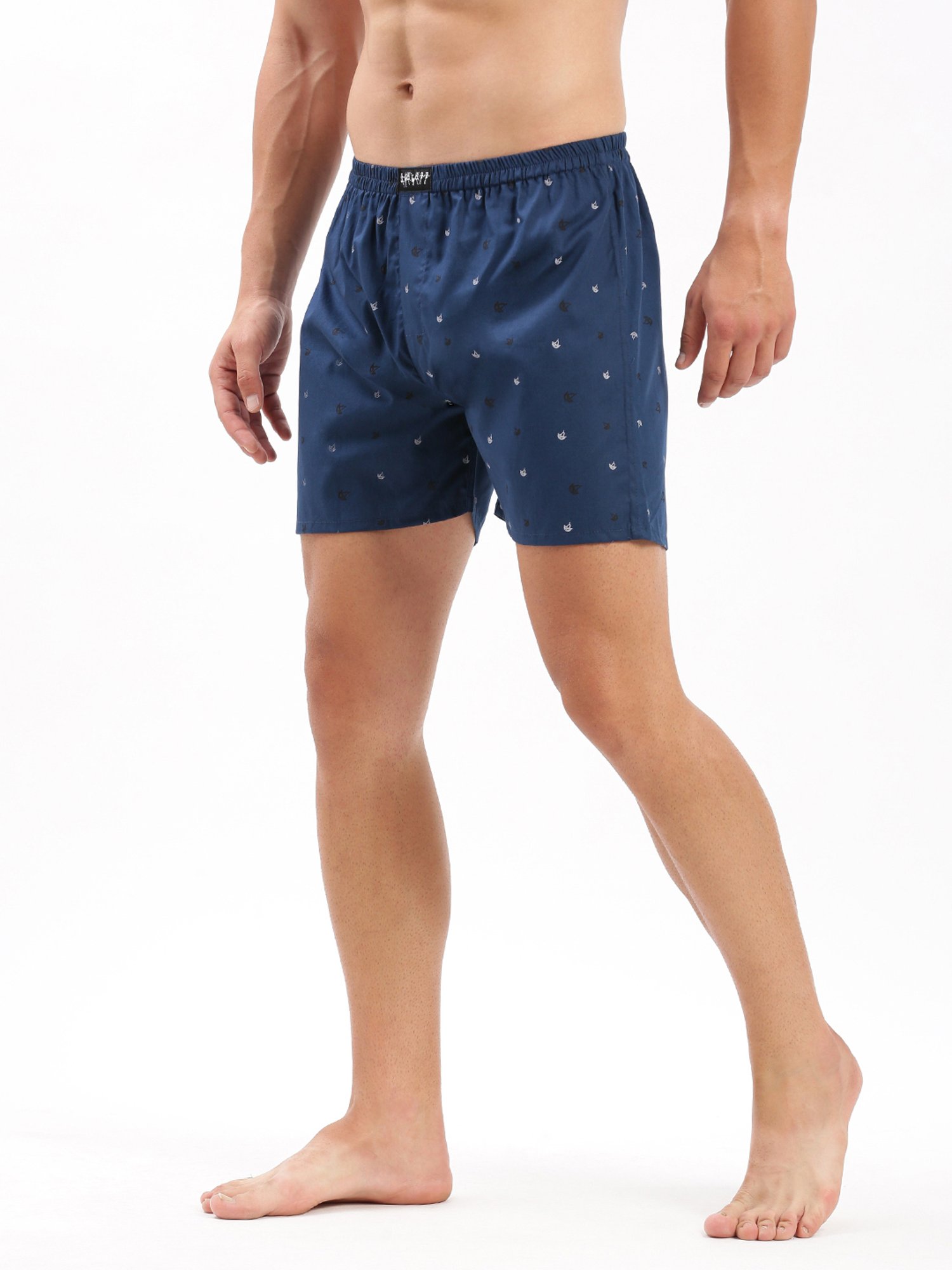 SHOWOFF Navy Slim Fit Printed Cotton Boxers