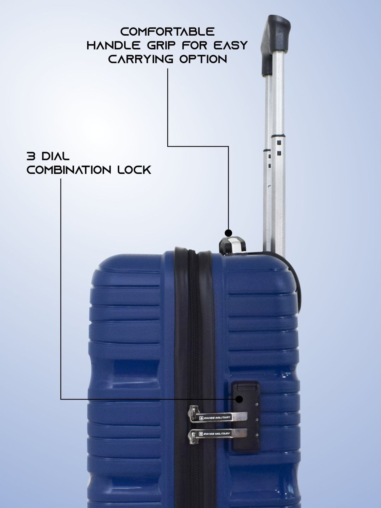 Swiss Military SWIRL Navy Blue Textured Hard Cabin Trolley Bag