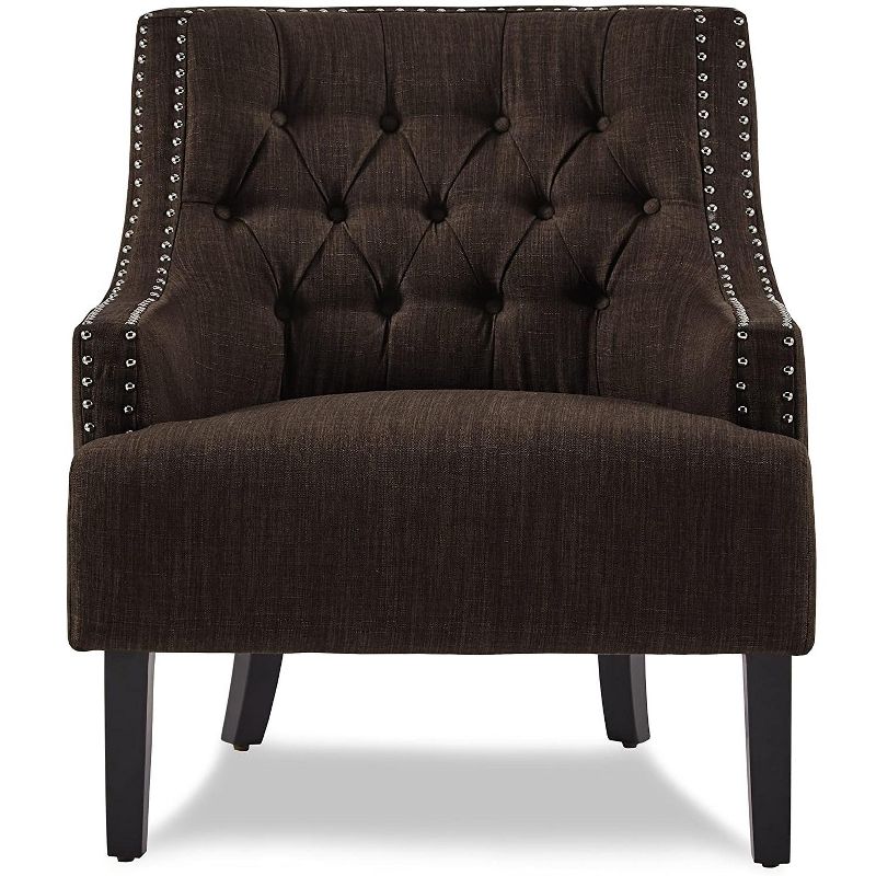 Homelegance Upholstered Diamond Tufted Accent Chair with Sloped Arms and Nailhead Trim, Seat Height 18 Inches, Chocolate
