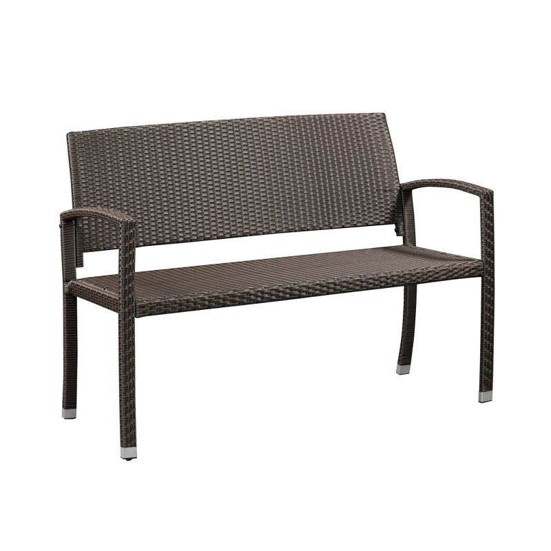 Miles Wicker Patio Bench - Mocha - Balkene Home