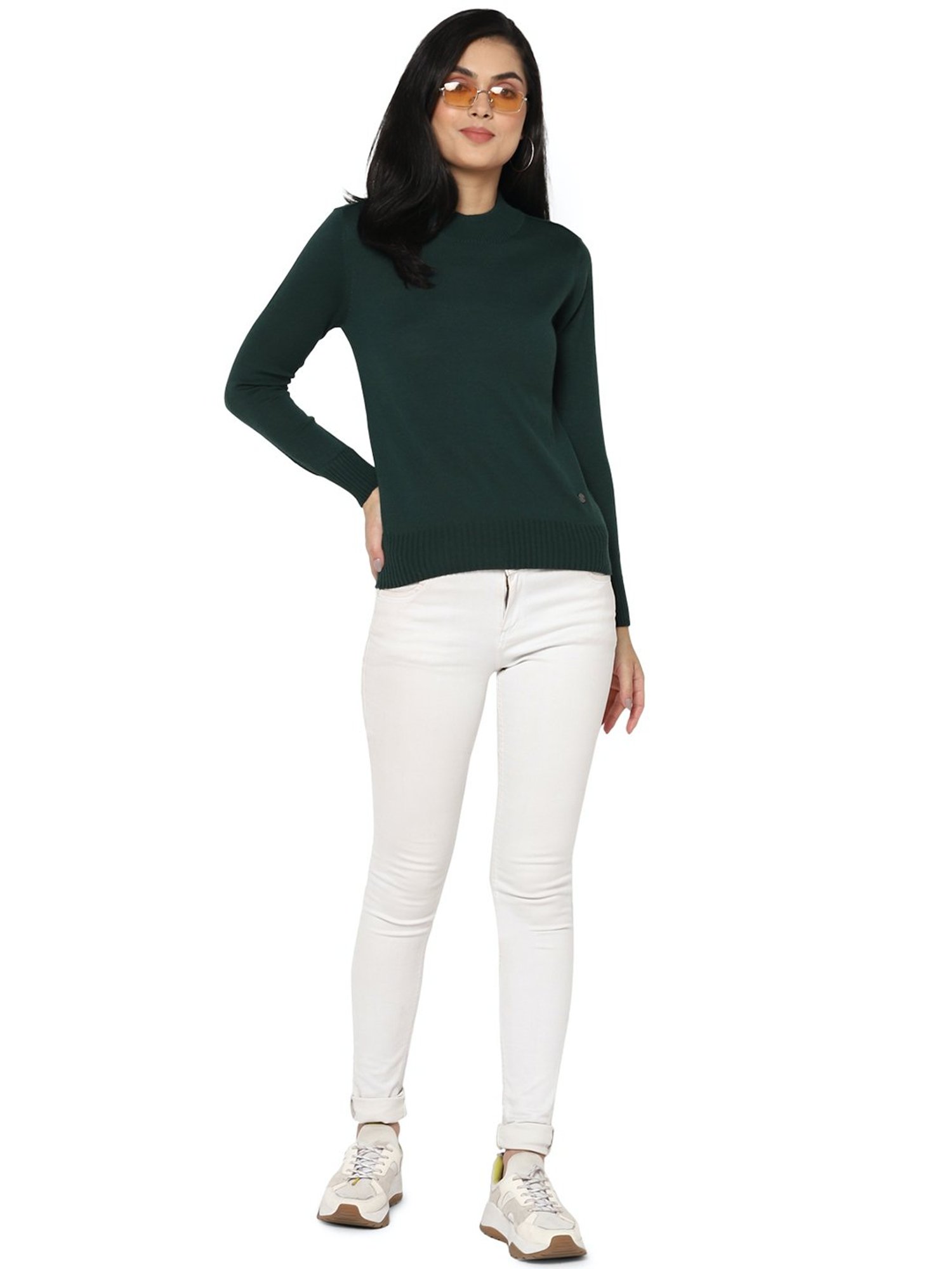 Allen Solly Green Round Neck Sweater