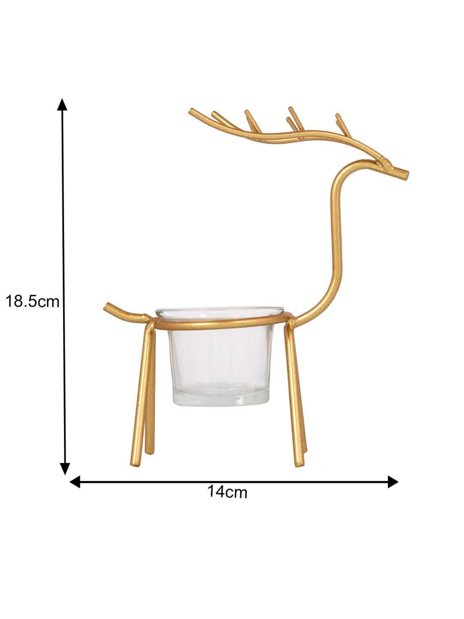 Tayhaa Golden & Transparent Metal Reindeer Tealight Candle Holder