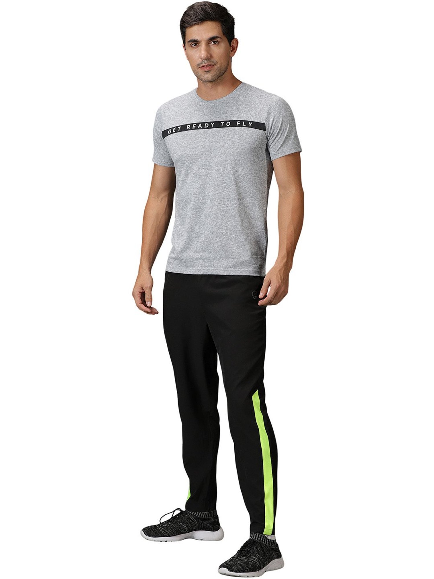 DOMIN8 Men Breathable Quick Dry Polyester Chest Tape Grey Sports T-Shirt