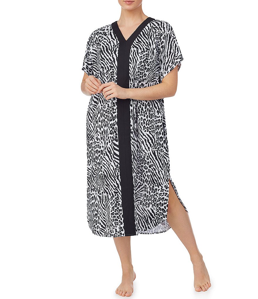 Irelax Animal Print Recycled-Knit Caftan
