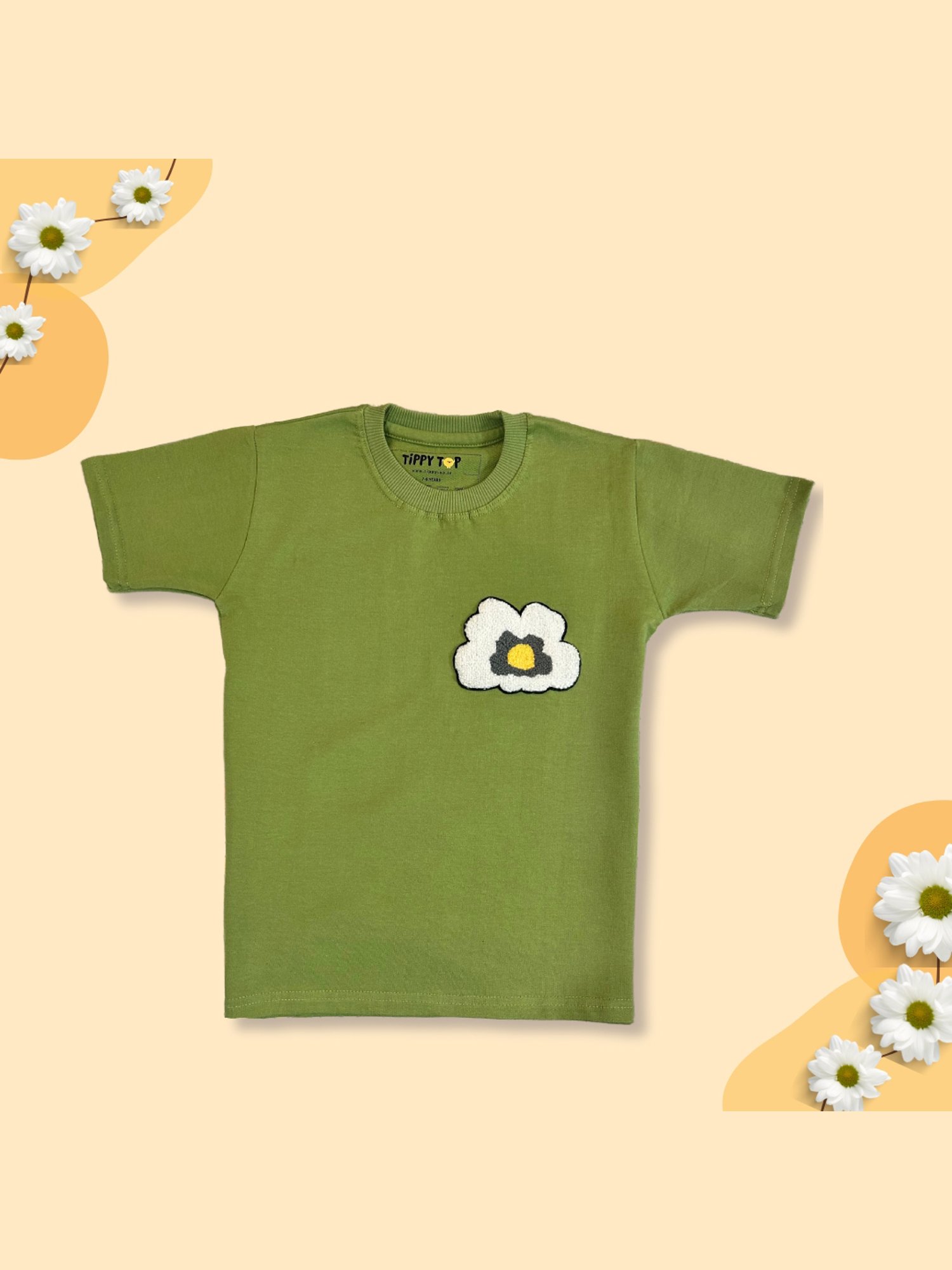 Tippy Top Kids Green Self Design T-Shirt