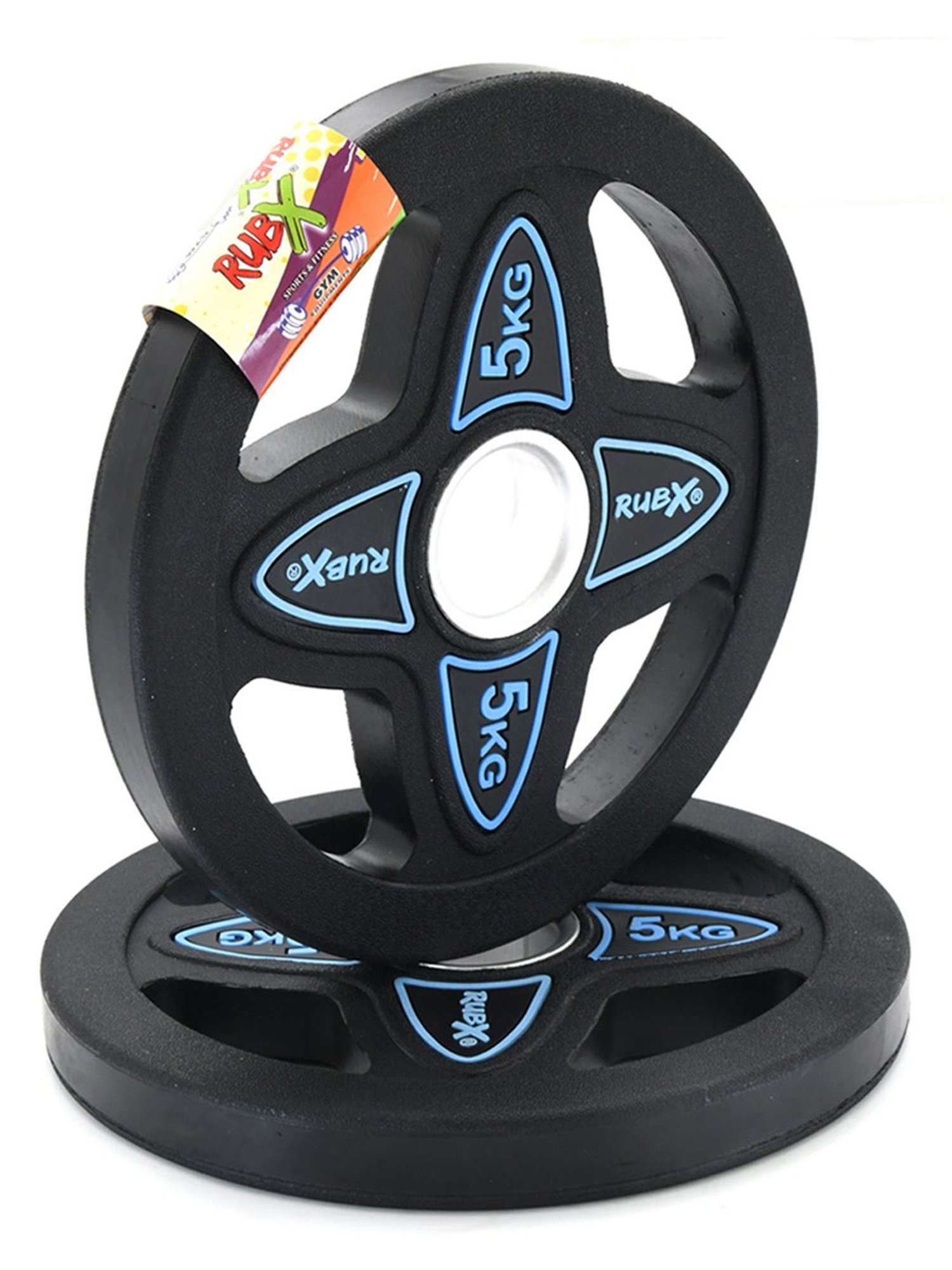 RUBX Rubber Coated Solid Weight Plate (31 MM Home Gym Weight Plates, 5 Kg x 2pc (Total = 10 kg))