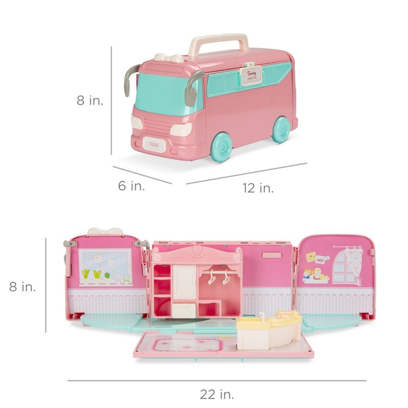 Best Choice Products Camper Van Playset Pretend Play Dollhouse Toy with 54 Accessories and Tiny Critters for Kids