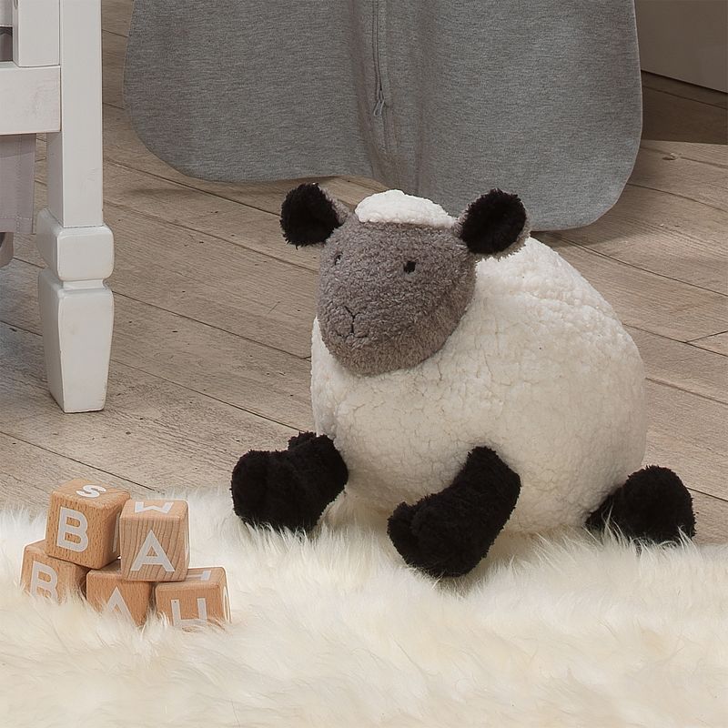 Lambs & Ivy Sleepy Sheep Plush White/Black/Gray Sheep Stuffed Animal Toy - Wooly
