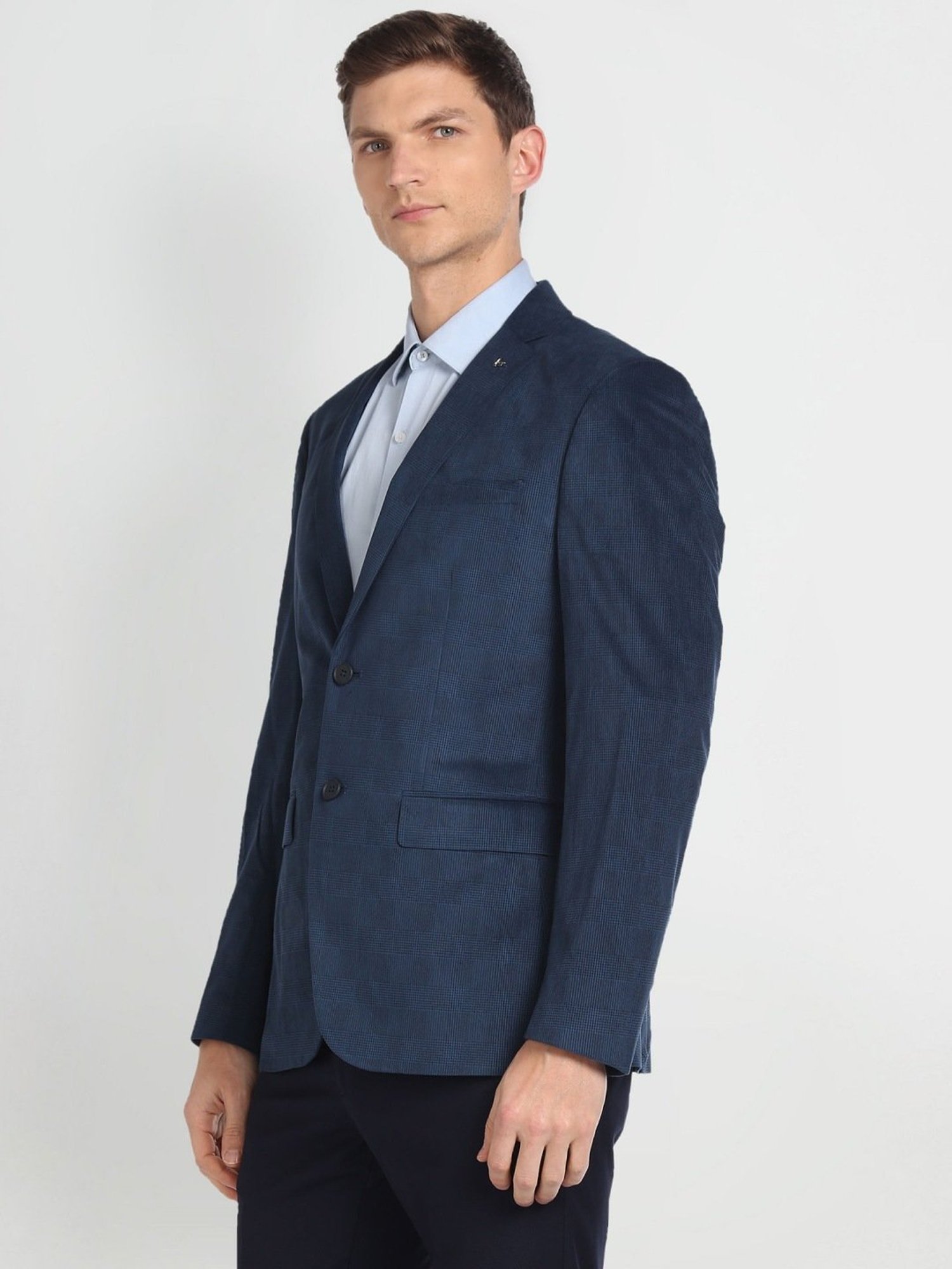 Arrow Blue Slim Fit Checks Blazer