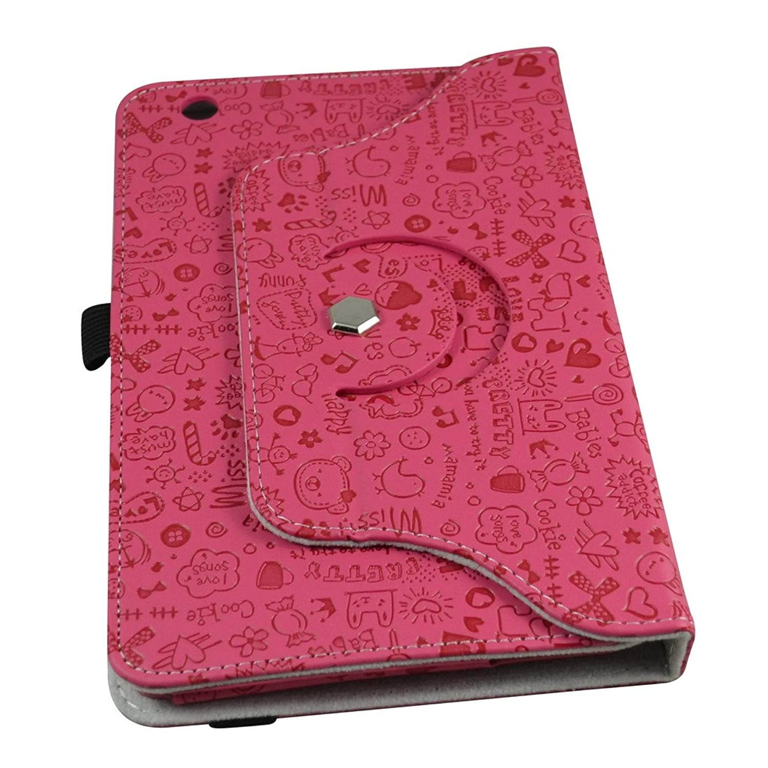 AT&T Trek 2 HD Rotating Case (Model 6461A),Mama Mouth 360 Degree Rotary Stand with Cute Cover for 8" ZTE Trek 2 HD K88 /ZPad 8 K81 Android Tablet,Rose Red