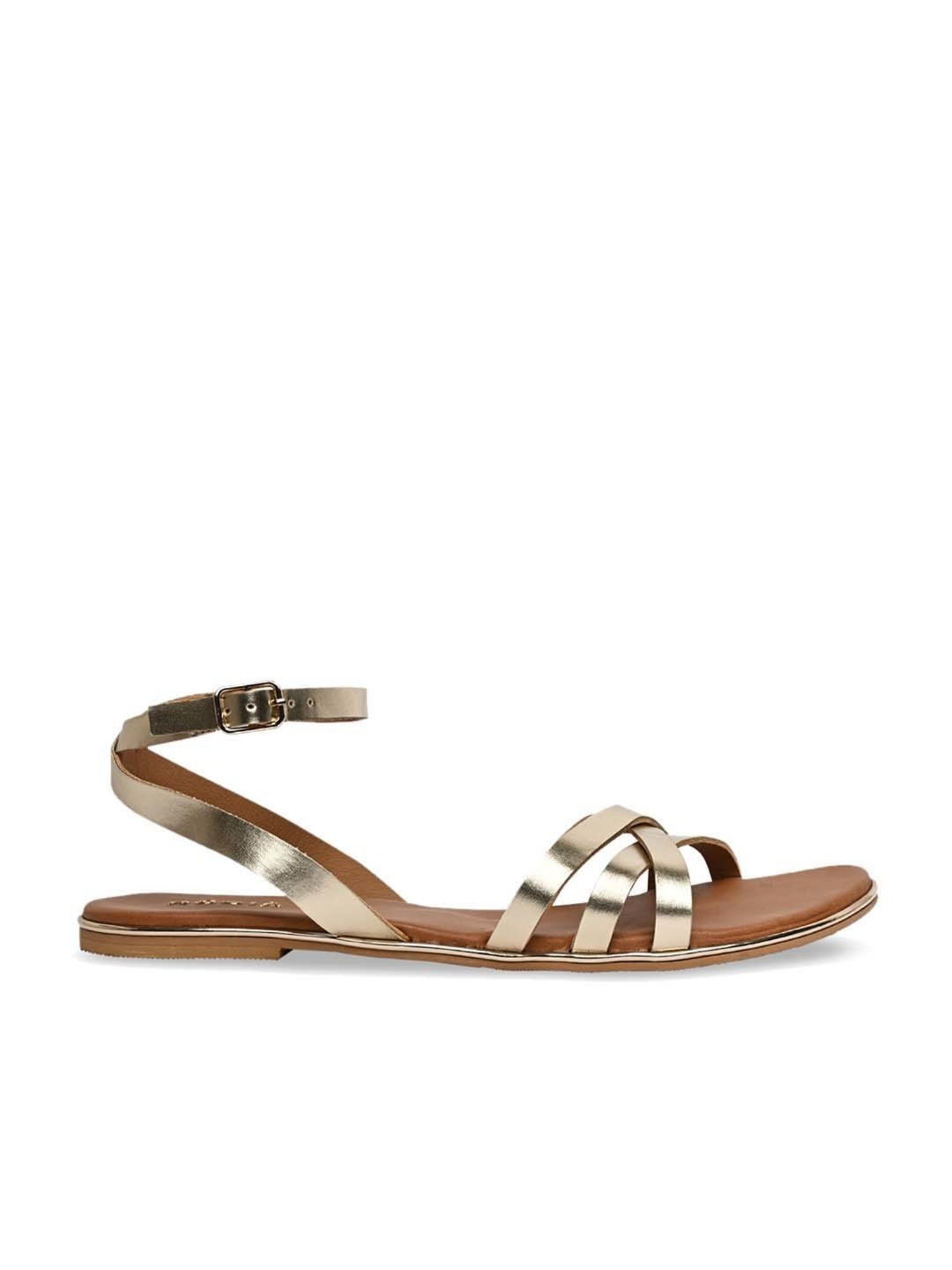 Rocia by Regal Women's Golden Ankle Strap Sandals