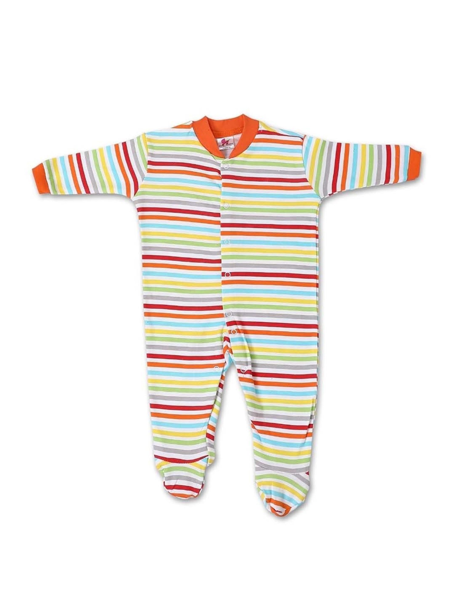 poplins Kids Multicolor Cotton Printed Full Sleeves Rompers (Pack of 3)